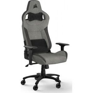 Corsair T3 RUSH Fabric Gamingstoel, zacht, ademend buitenweefsel, verstelbaar nekkussen en lendensteun van traagschuim, grijs/houtskool