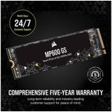 Corsair MP600 GS 500 GB PCIe Gen4 x4 NVMe M.2 SSD – High-Density TLC NAND – M.2 2280 – Compatibel met DirectStorage - Tot 4.800 MB/sec – Perfect voor PCIe 4.0-Notebooks - Zwart
