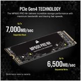 Corsair Force MP600 Pro NH - SSD - M.2 - 1TB - PCIe NVME - 3D QLC NAND - Gen4 - PCIe x4 NVMe 2280 - zwart