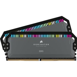 Corsair DOMINATOR PLATINUM RGB DDR5 32GB (2x16GB) 5600MHz C36 AMD Geoptimaliseerd Desktop Geheugen (12 CAPELLIX RGB LEDs, Gepatenteerde CORSAIR DHX Koeling, Aangepaste AMD® EXPO Profielen) Grijs