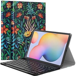 MoKo Keyboard Case for Samsung Galaxy Tab S6 Lite 2020/2022 (SM-P610/P615/P613/P619), PU Tablet Cover Shell Case with Removable Wireless Keyboard Fit Samsung Galaxy Tab S6 Lite 10.4, Jungle Night