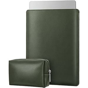 MoKo Laptop Sleeve Compatible with MacBook Air M1 13.3 2020, MacBook Pro M1 13.3 2020, PU Leather Notebook Computer Briefcase Protective Carrying Bag Slim Case Pouch with Small Bag, Midnight Green