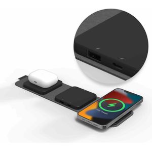 Mophie Snap  3-in-1 Travel Charger met Laadpunten en USB-poorten Zwart