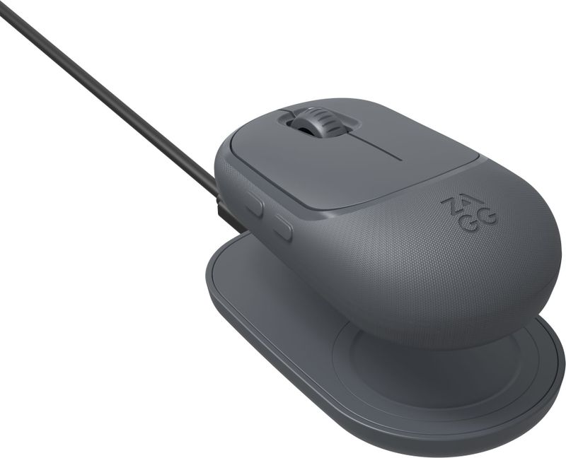 ZAGG Pro Mouse W/draadloos oplaadpad, universeel, geen batterijen, opladen bij gebruik, houtskool