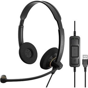 Sennheiser 9734329000 Impact SC 60 USB ML dubbelzijdige UC-headset met In-Line Call Control gecertificeerd voor Skype for Business, Wit en grijs