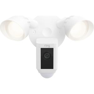 Ring Floodlight Cam Wired Plus van Amazon | 1080p HD-video, led-schijnwerpers, ingebouwde sirene, vaste bedrading | Met gratis proefperiode van 30 dagen voor Ring Protect | Wit