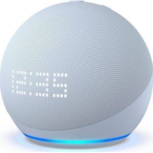 Amazon Echo Dot met klok (5e gen.) (Amazon Alexa), Slimme luidsprekers, Blauw, Grijs