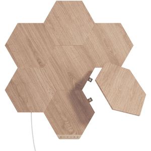 Nanoleaf Elements Hexagons Starter Kit - Slimme Verlichting - 7 LED Panelen met Houteffect - Siri, Google, Alexa Compatibel