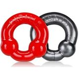 2 Pack Cockringen van Oxballs in Zilver en Rood