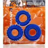 Oxballs BONEMAKER 3-PACK Cockring Kit - Pool Blue