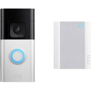 Ring Battery Video Doorbell Plus met Chime (2nd Gen) - slimme deurbel - top tot teen zicht - batterij - 1536p HD+ video - zilver Kunststof RN065