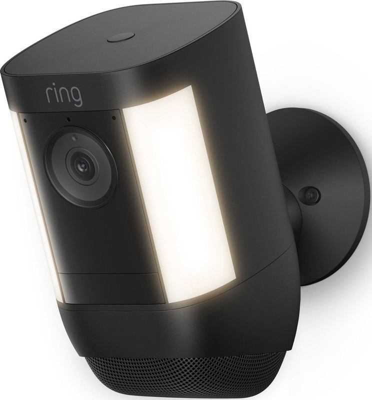 Ring Spotlight Cam Pro Batterij Beveiligingscamera 2K video Zwart