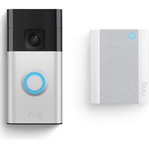 Ring Battery Video Doorbell (Satin Nickel) + Chime (2nd Gen) - EU Plug