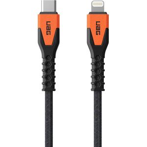 UAG Kevlar® Core USB-C naar Lightning oplaadkabel - 1,5 meter - Zwart / Oranje