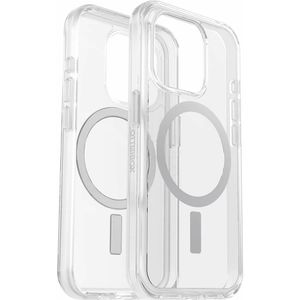 OtterBox iPhone 15 Pro valbescherming; Symmetry MagSafe Clear, ondersteunt 3 x meer vallen dan militaire standaard en displaybeschermfolie van glas, krasbestendig, transparant