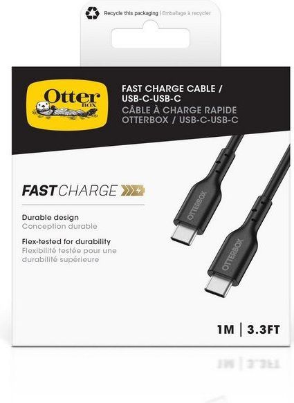 Otterbox - USB-C Naar USB-C Kabel - Zwart - 1 Meter - 60W Power Delivery, 480 Mb/s