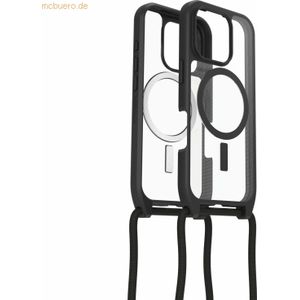 OtterBox React Series Necklace MagSafe Hoes voor iPhone 16 Pro, ultradunne beschermhoes met verstelbare en afneembare kettingriem, getest volgens militaire standaard, Transparent/Zwart