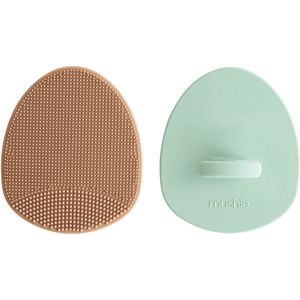 Mushie Cradle Cap Brush 2-Pack - Natural/Cambridge Blue
