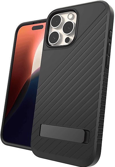 ZAGG Denali Snap KS, grafisch versterkte hoes voor iPhone 16 Pro Max [6,9 inch] met geïntegreerde standaard, MagSafe-compatibel, dubbellaags design, schokbestendig, achterkant (zwart)