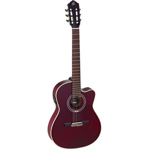 Ortega Gutiars Slim Neck Concertgitaar Performer Series 4/4 Thinline Body Electric Akoestische Gitaar, Stained Red Inclusief Gigbag (RCE138-T4STR)