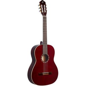 Ortega Guitars R131SN-WR Concertgitaar in 4/4 grootte met smalle 48 mm hals transparant wijnrood in hoogglanzende afwerking hoogwaardige Gigbag
