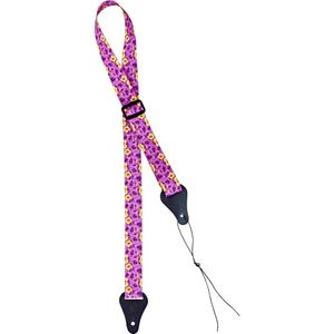 Ortega OUS-GRFL nylon ukelele riem, Paarse bloem.