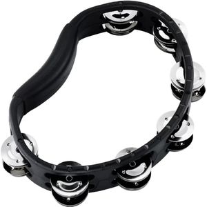 Meinl Percussion Headliner Hand Tambourine - 2-rijige tamboerijn - met gebogen handgreep - ABS kunststof/staal, zwart/zilver (HTMT1BK)