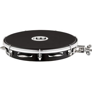 Meinl Percussion Traditionele ABS Pandeiro - frametrommel met houder - 10 inch - met nappa-vacht - ABS kunststof, zwart (PA10A-BK-NH-H)