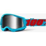 100  strata 2 goggle  summit blue red  silver mirror lenses