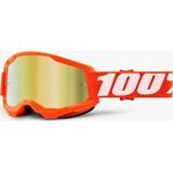 100% Strata 2 Motocross Enduro MTB Cross Bril met Spiegel Lens - Oranje / Wit