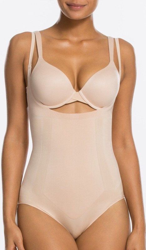 SPANX Women's Oncore Open-Bust Panty Bodysuit Soft Nude Small