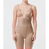 Bodystockings - Soft Beige - Mid-Thigh Body Plunge