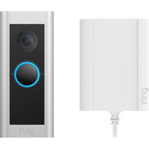 Ring Video Doorbell Pro 2 met stekkeradapter van Amazon | HD-video, zicht van top tot teen, 3D-bewegingsdetectie, met een gratis proefperiode van 30 dagen Ring Protect