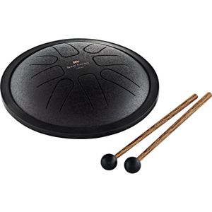 Sonic Energy 7 inch tongtrommel – F Moll, 8 tonen – voor meditatie, yoga, kinderen – incl. klop en tas – zwart (SSTD1BK)