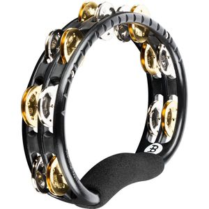 Meinl Percussion Traditionele tamboerijn, handheld halve maanvorm met synthetisch frame - niet gemaakt in China - dubbele rij dubbele legeringsjingles, 2-jarige garantie, zwart (TMT1M-BK)