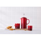 Le Creuset - Mokken - Kersenkleur - Steengoed - Set van 4 - Inhoud 350 ml