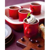 Le Creuset - Mokken - Kersenkleur - Steengoed - Set van 4 - Inhoud 350 ml