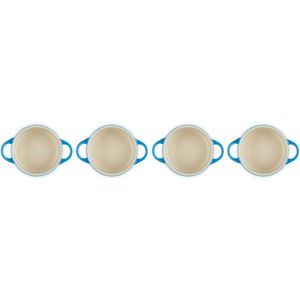 Le Creuset - Set van 4 Mini-Braadpannen Azure 10cm 0,25l