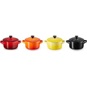Le Creuset Aardewerken mini braadpannetjes set van 4 stuk Fire & Flame