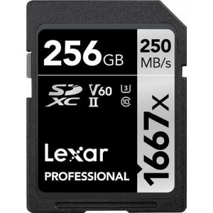 Lexar - Professioneel 1667x - Geheugenkaart - Zwart, Grijs - 256 GB - UHS-II