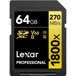 Lexar Professional SDXC 64GB - UHS-II V60 - 1800X - Gold