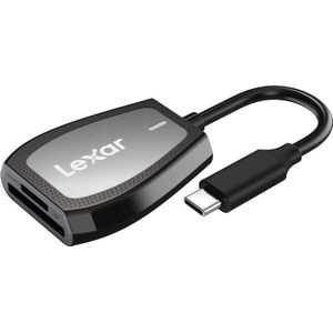 Lexar LRW470U-RNHNG Professionele reader met dubbele sleuf met USB-C aansluiting voor SD- en microSD-kaarten UHS-I zwart