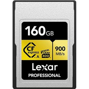 Lexar Professionele 160 GB CFexpress Type A Gold Series geheugenkaart, tot 900 MB/s lezen, bioscoopkwaliteit 8K video, beoordeeld VPG 400 (LCAGOLD160G-RNENG)