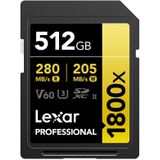 Lexar SDXC Professional 512GB BL 1800x UHS-II V60 gold