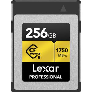 Lexar CFexpress Pro Type B Gold Series 256GB - R1750/W1500MB/s (CFexpress type B, 256 GB), Geheugenkaart, Goud