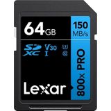 Lexar SDXC Geheugenkaart 64GB - 800x Pro - 150MB/s - V30