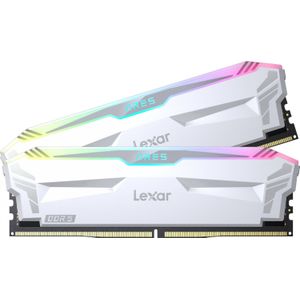 Lexar Kit Barrettes mémoire 32Go (2x16Go) DIMM DDR5 Ares RGB PC5-51200 (6400 MHz) (Blanc) (2 x 16GB, 6400 MHz, DDR5 RAM, DIMM 288 pin), RAM, Veelkleurig