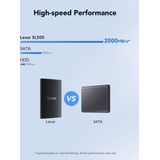 Lexar - SL500 - Portable SSD - Zwart - Aluminium - 2000MB/s Leessnelheid