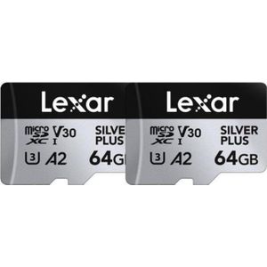 Lexar - Silver Plus - Micro SD Kaart - 64GB - MicroSDXC UHS-I - A2 - U3 - V30