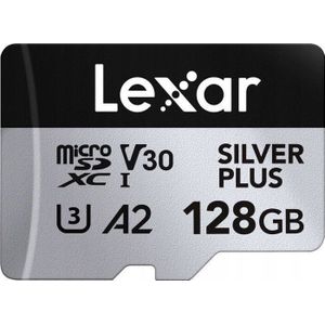 Lexar - microSDXC Silver Plus - Geheugenkaart - 128GB - Lezen 205MB/s, Schrijven 150MB/s, V30